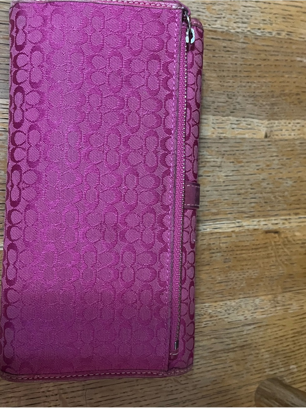 Coach Fuchsia Signature Large Jacquard Wallet with Buckle Detail - Picture 9 of 9